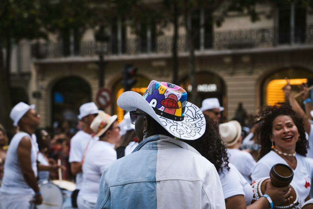 a group of people in a parade